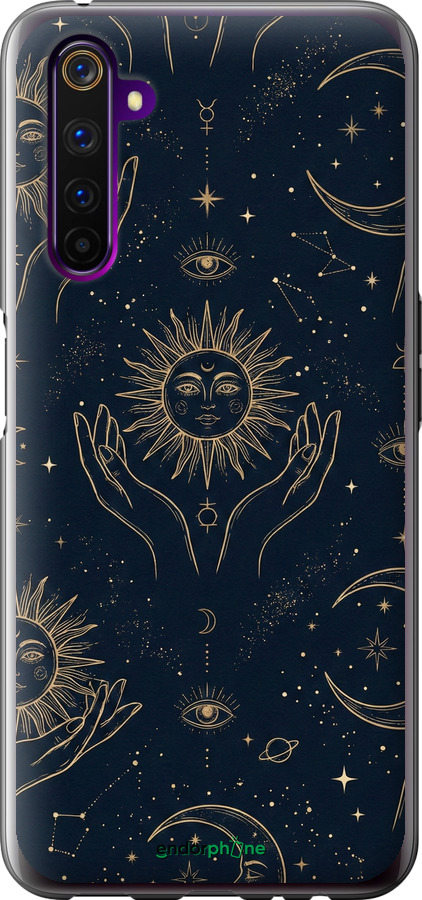 Силиконовый чехол Celestial Harmony: Sun & Moon Gold Mystic Pattern для Realme 6 Pro - 6778u-1893 изображение 