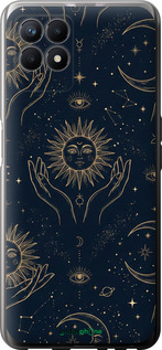 Силиконовый чехол Celestial Harmony: Sun & Moon Gold Mystic Pattern для Realme 8i - 6778u-2518 изображение 