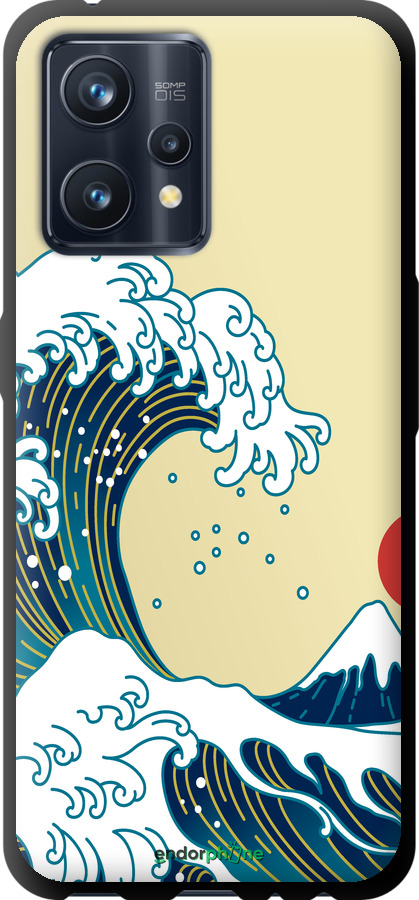 

TPU schwarz Hülle Japanische Wellen" für Realme 9 Pro Plus", Weiß