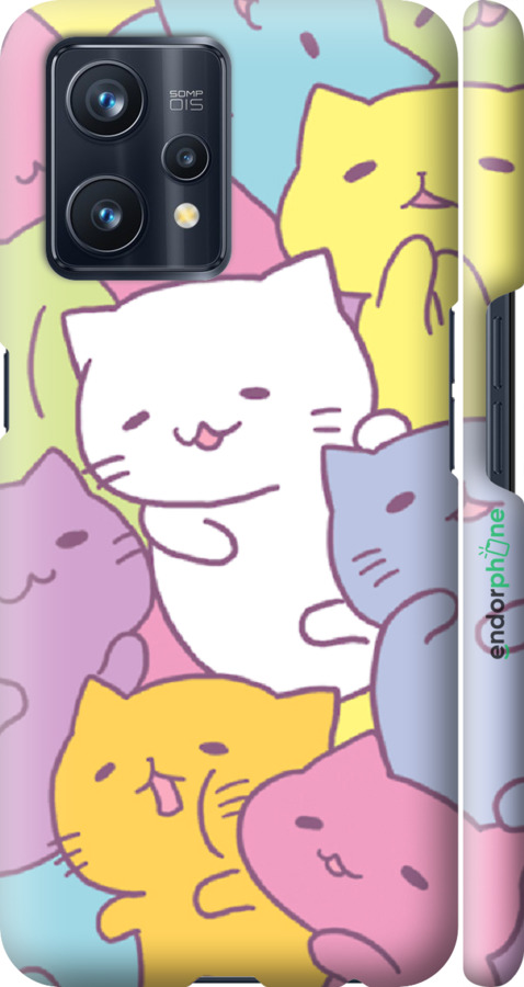

3D пластиковий матовий чохол "Кошенята " для Realme 9 Pro Plus, Білий