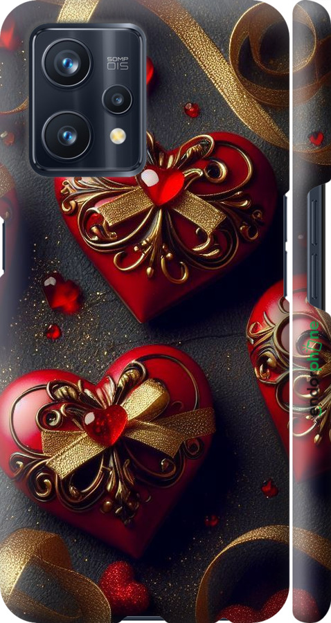 3D пластиковий матовий чехол Сердечки v4 для Realme 9 Pro Plus - 5834m-2596 изображение 