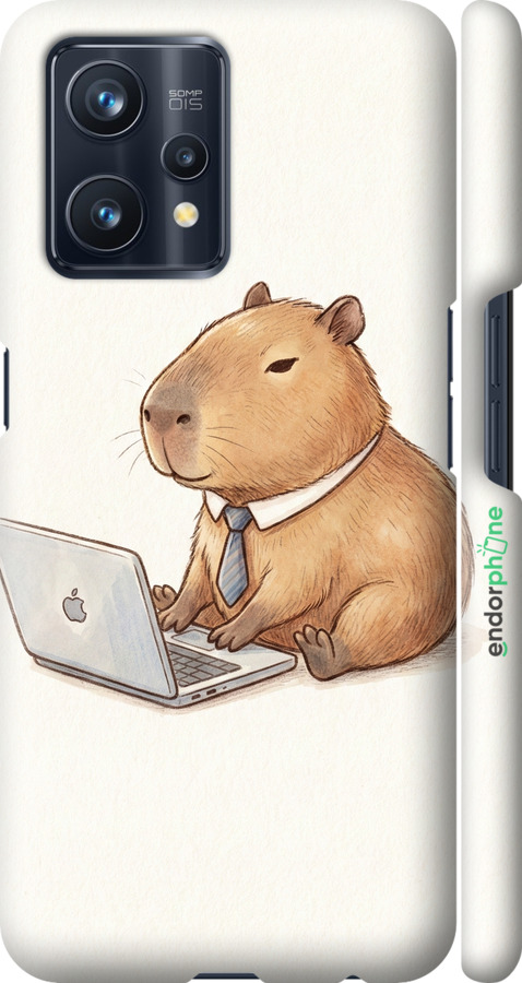 3D пластиковий матовий чехол Funny Capybara CEO Working для Realme 9 - 6777m-2866 изображение 