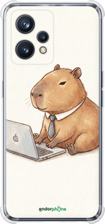 Силіконовий протиударний с посиленими кутами чехол Funny Capybara CEO Working для Realme 9 - 6777sp-2866 изображение 