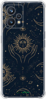 Силіконовий протиударний с посиленими кутами чехол Celestial Harmony: Sun & Moon Gold Mystic Pattern для Realme 9 - 6778sp-2866 изображение 