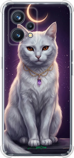 Силикон с усиленными углами чехол Mystic White Cat Gothic Dark Purple Gold для Realme 9 Pro Plus - 6805sp-2596 изображение 