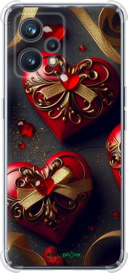 Силикон с усиленными углами чехол Сердечки v4 для Realme 9 Pro Plus - 5834sp-2596 изображение 