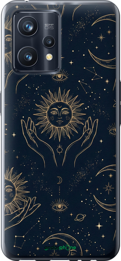 Силиконовый чехол Celestial Harmony: Sun & Moon Gold Mystic Pattern для Realme 9 Pro Plus - 6778u-2596 изображение 