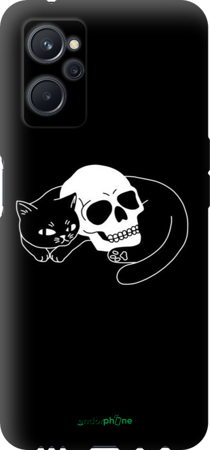 TPU чехол С изображением кота и черепа для Realme 9i - 6491b-2705 изображение 