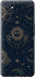 Силиконовый чехол Celestial Harmony: Sun & Moon Gold Mystic Pattern для Realme 9i - 6778u-2705 изображение 