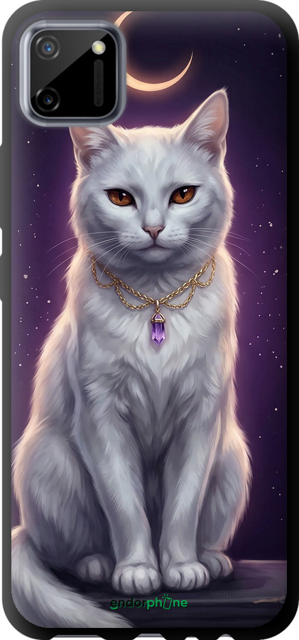 TPU чехол Mystic White Cat Gothic Dark Purple Gold для Realme C11 2020 - 6805b-2031 изображение 