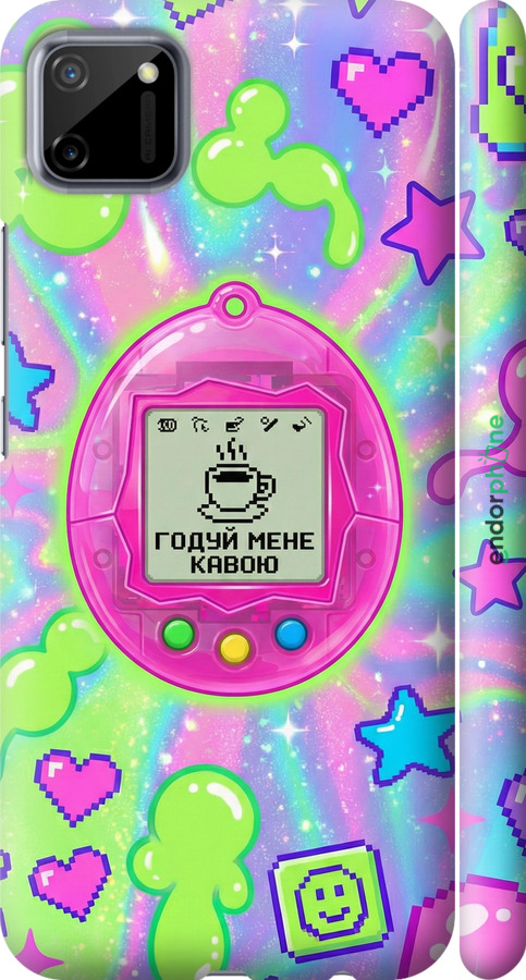 3D пластиковый матовый чехол Y2K Aesthetic Retro Pet: Годуй мене кавою для Realme C11 2020 - 6784m-2031 изображение 