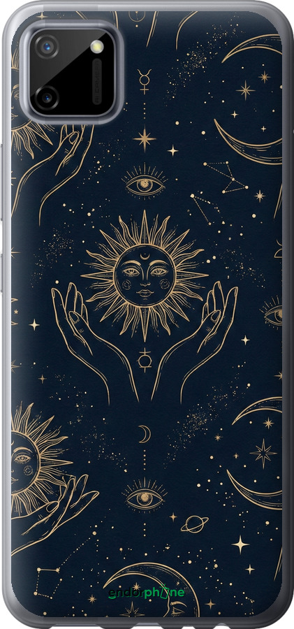 2D пластиковый чехол Celestial Harmony: Sun & Moon Gold Mystic Pattern для Realme C11 2020 - 6778t-2031 изображение 