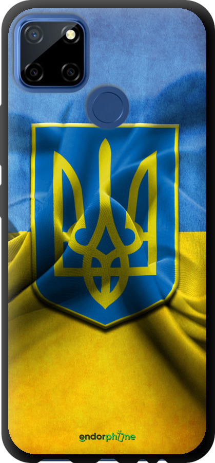 

TPU чорний чохол "Прапор та герб України" для Realme C12, Блакитний