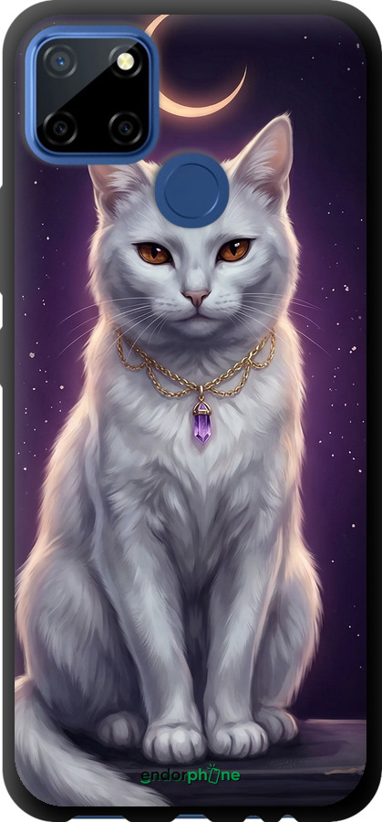 TPU чехол Mystic White Cat Gothic Dark Purple Gold для Realme 7i - 6805b-2486 изображение 