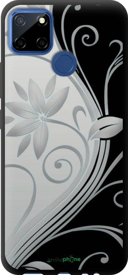 TPU чехол Цветы на чёрно-белом фоне для Realme C12 - 840b-2240 изображение 