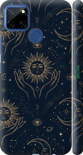 3D пластиковый матовый чехол Celestial Harmony: Sun & Moon Gold Mystic Pattern для Realme 7i - 6778m-2486 изображение 