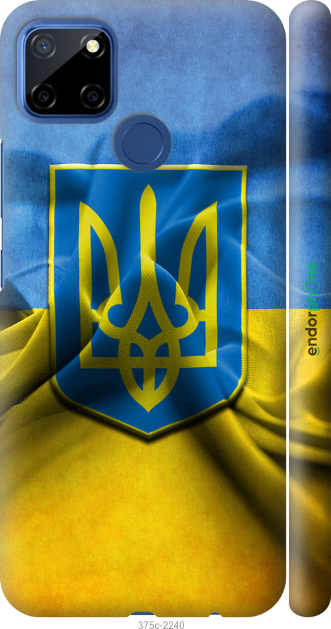 

3D пластиковий матовий чохол "Прапор та герб України" для Realme C12, Блакитний