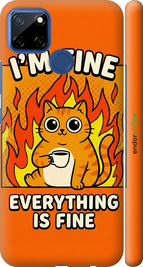 3D пластиковий матовий чехол Funny Cat для Realme 7i - 6786m-2486 изображение 