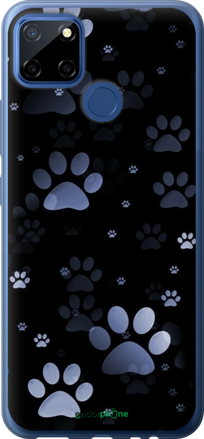 2D пластиковый чехол С синими отпечатками лап для Realme C12 - 6441t-2240 изображение 