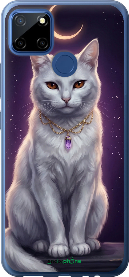 2D пластиковый чехол Mystic White Cat Gothic Dark Purple Gold для Realme 7i - 6805t-2486 изображение 