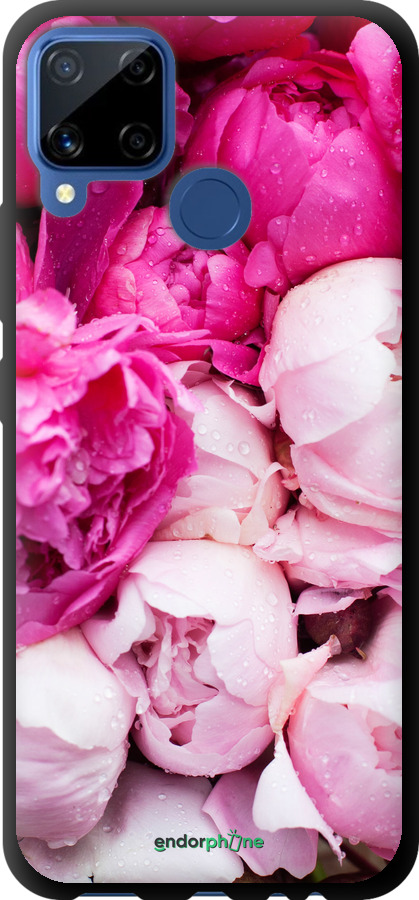

TPU musta cover "Vaaleanpunaiset pionit" for Realme C15, Vaaleanpunainen