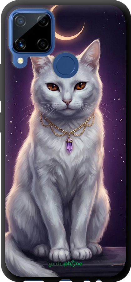 TPU чехол Mystic White Cat Gothic Dark Purple Gold для Realme C15 - 6805b-2063 изображение 
