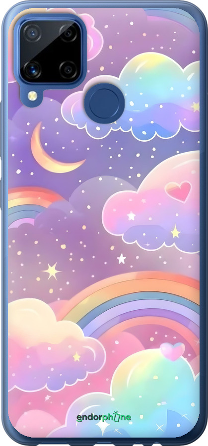 Силиконовый чехол Облака и радуга для Realme C15 - 6312u-2063 изображение 