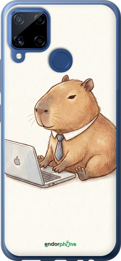 Силиконовый чехол Funny Capybara CEO Working для Realme C15 - 6777u-2063 изображение 
