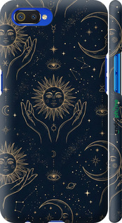 3D пластиковый матовый чехол Celestial Harmony: Sun & Moon Gold Mystic Pattern для Realme C2 - 6778m-1852 изображение 