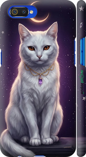 3D пластиковый матовый чехол Mystic White Cat Gothic Dark Purple Gold для Realme C2 - 6805m-1852 изображение 