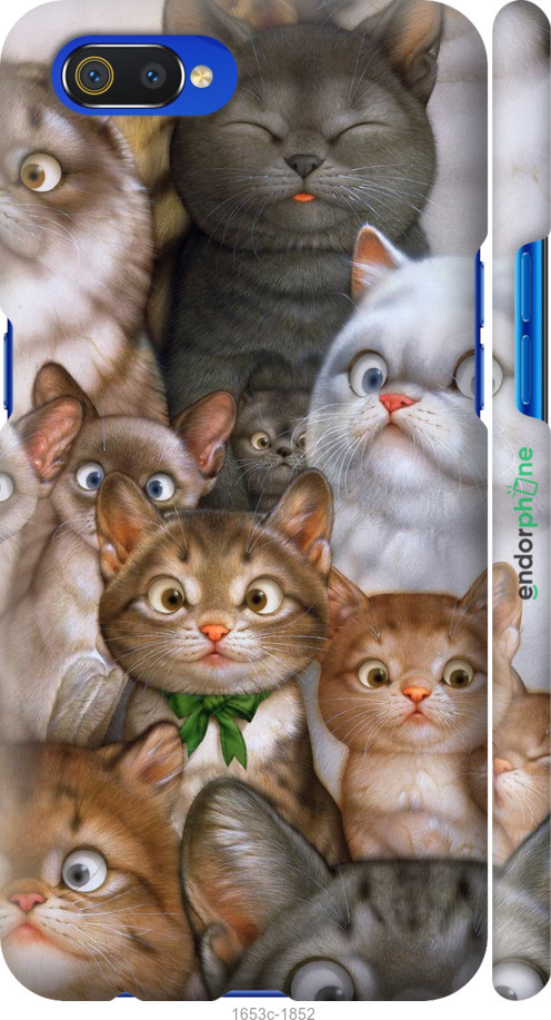 

3D пластиковий матовий чохол "Коти" для Realme C2