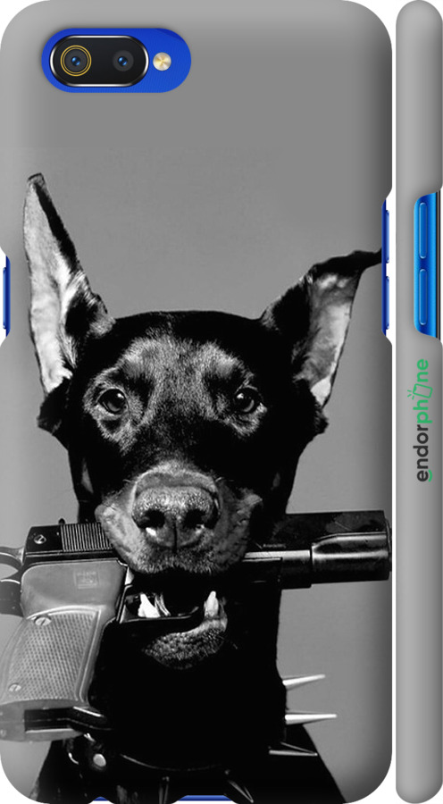 

Custodia in Plastica 3D opaca Dobermann" for Realme C2", Grigio