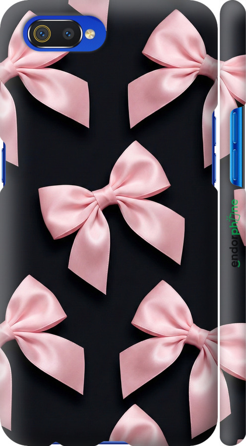 3D пластиковый матовый чехол Coquette Ribbons Dark Coquette для Realme C2 - 6767m-1852 изображение 