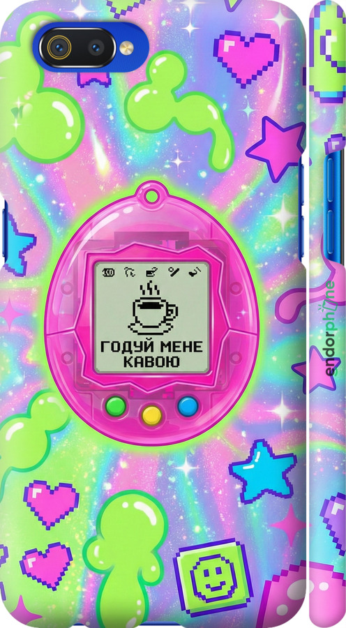 3D пластиковый матовый чехол Y2K Aesthetic Retro Pet: Годуй мене кавою для Realme C2 - 6784m-1852 изображение 