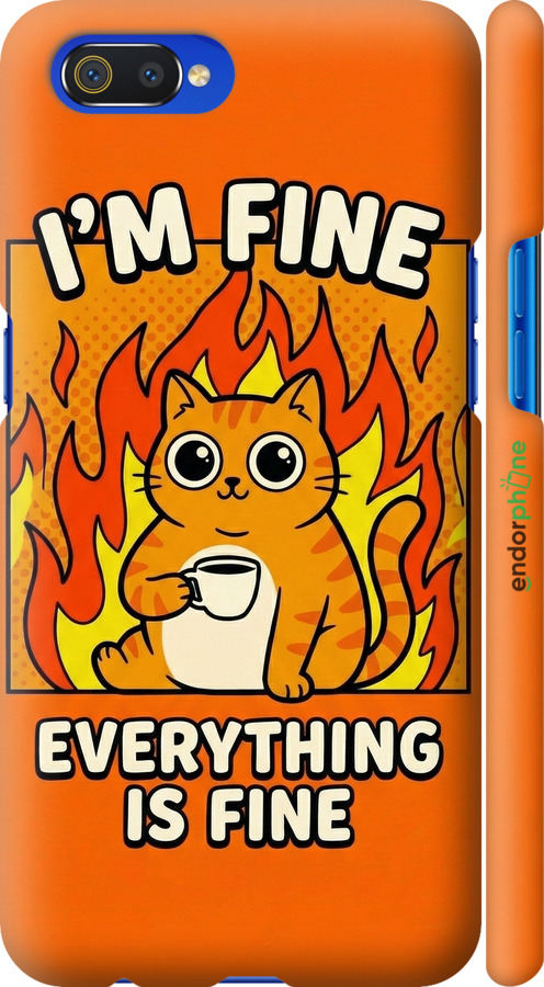 3D пластиковый матовый чехол Funny Cat для Realme C2 - 6786m-1852 изображение 