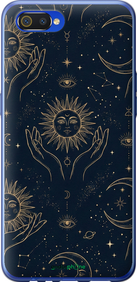 2D пластиковый чехол Celestial Harmony: Sun & Moon Gold Mystic Pattern для Realme C2 - 6778t-1852 изображение 
