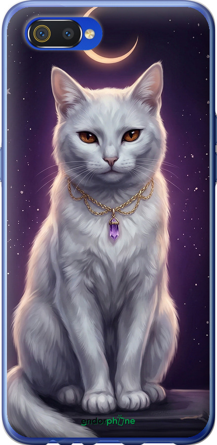 2D пластиковий чехол Mystic White Cat Gothic Dark Purple Gold для Realme C2 - 6805t-1852 изображение 