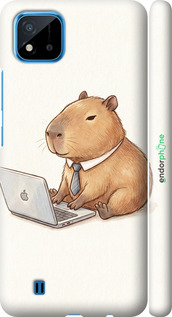 3D пластиковый матовый чехол Funny Capybara CEO Working для Realme C20A - 6777m-2416 изображение 