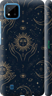 3D пластиковый матовый чехол Celestial Harmony: Sun & Moon Gold Mystic Pattern для Realme C20A - 6778m-2416 изображение 