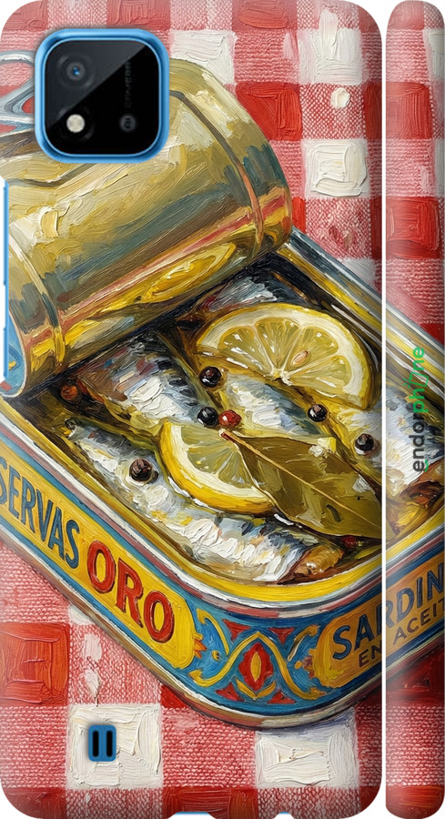 3D пластиковый матовый чехол Vintage Sardine Tin Phone для Realme C11 2021 - 6772m-2485 изображение 