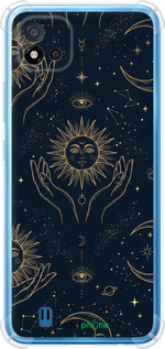 Силіконовий протиударний с посиленими кутами чехол Celestial Harmony: Sun & Moon Gold Mystic Pattern для Realme C11 2021 - 6778sp-2485 изображение 