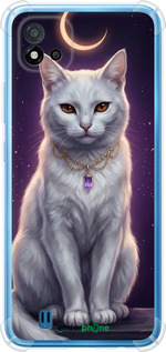 Силикон с усиленными углами чехол Mystic White Cat Gothic Dark Purple Gold для Realme C11 2021 - 6805sp-2485 изображение 