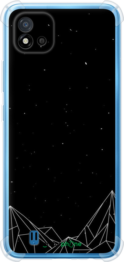 Силикон с усиленными углами чехол Черно белые абстрактные горы для Realme C20A - 6437sp-2416 изображение 