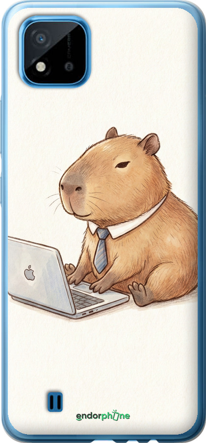 2D пластиковый чехол Funny Capybara CEO Working для Realme C11 2021 - 6777t-2485 изображение 