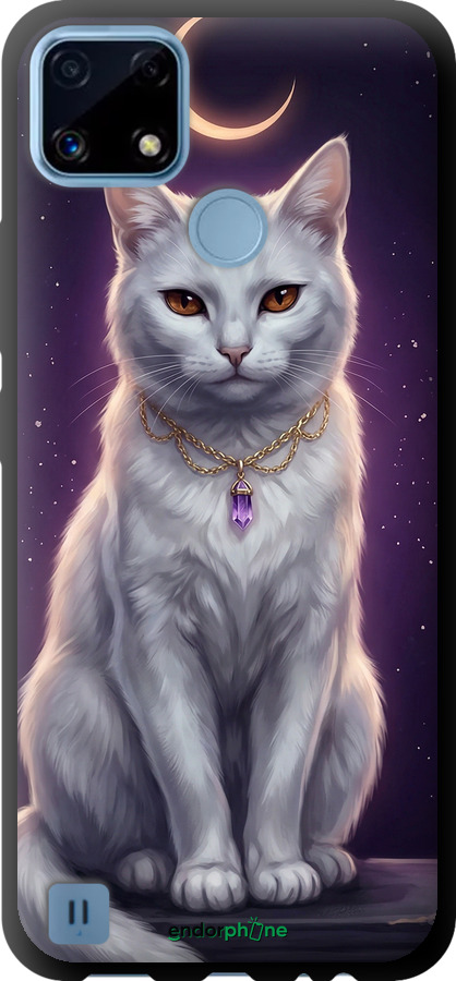 TPU чехол Mystic White Cat Gothic Dark Purple Gold для Realme C21 - 6805b-2321 изображение 