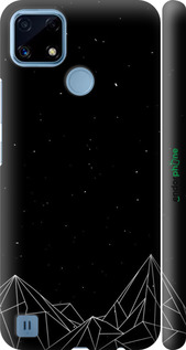 3D пластиковый матовый чехол Черно белые абстрактные горы для Realme C21 - 6437m-2321 изображение 