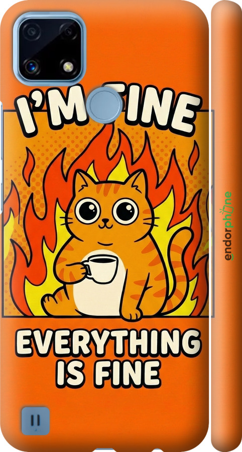 3D пластиковый матовый чехол Funny Cat для Realme C21 - 6786m-2321 изображение 