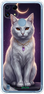 Силіконовий протиударний с посиленими кутами чехол Mystic White Cat Gothic Dark Purple Gold для Realme C21 - 6805sp-2321 изображение 