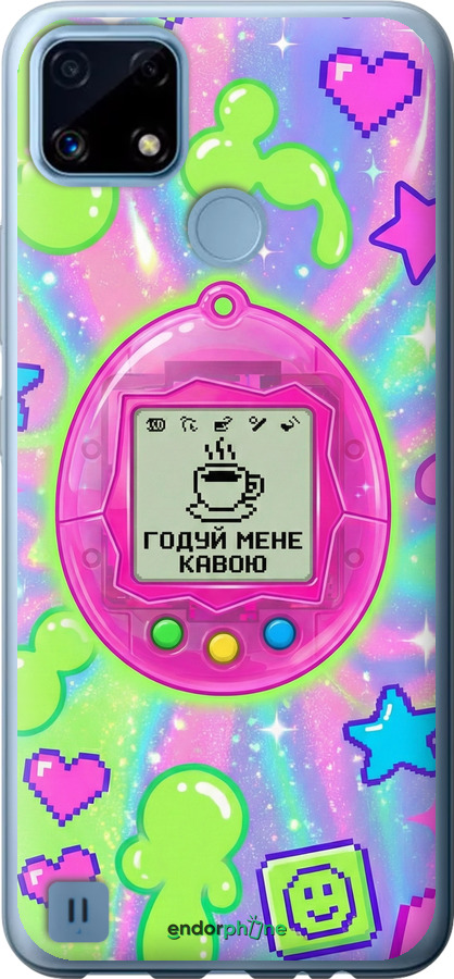 Силиконовый чехол Y2K Aesthetic Retro Pet: Годуй мене кавою для Realme C21 - 6784u-2321 изображение 