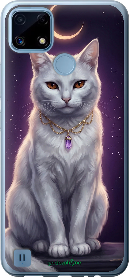 Силіконовий чехол Mystic White Cat Gothic Dark Purple Gold для Realme C21 - 6805u-2321 изображение 